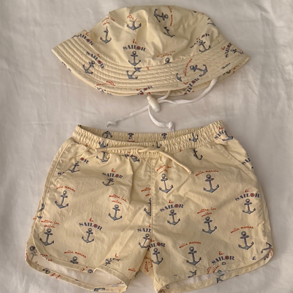 Anchor Print Bathing Suit and Hat